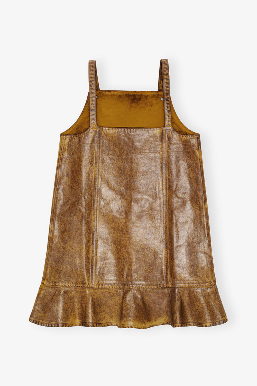 GANNI New Brown Foil Denim Mini Dress