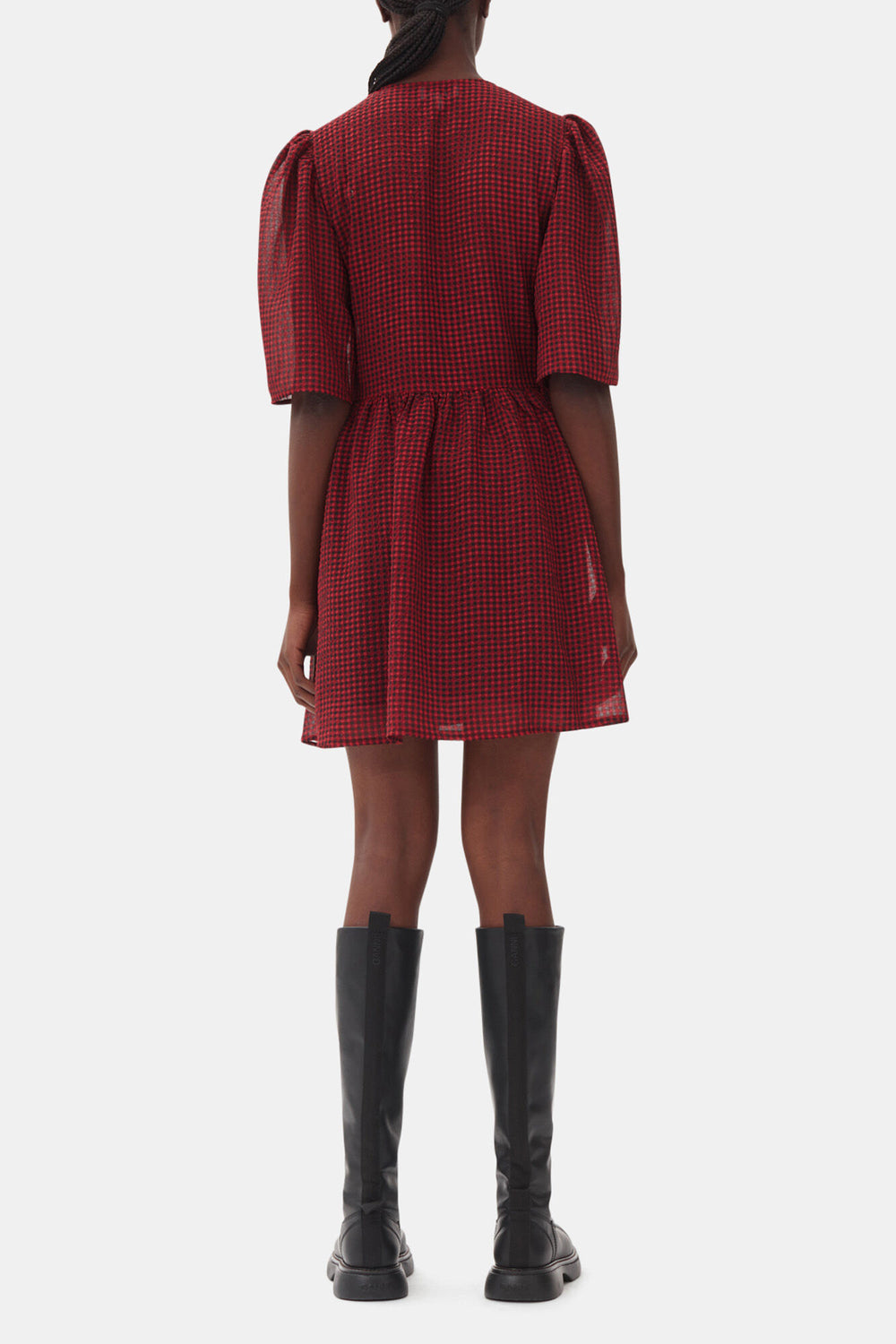 GANNI us Red Sheer Tie String Wrap Dress