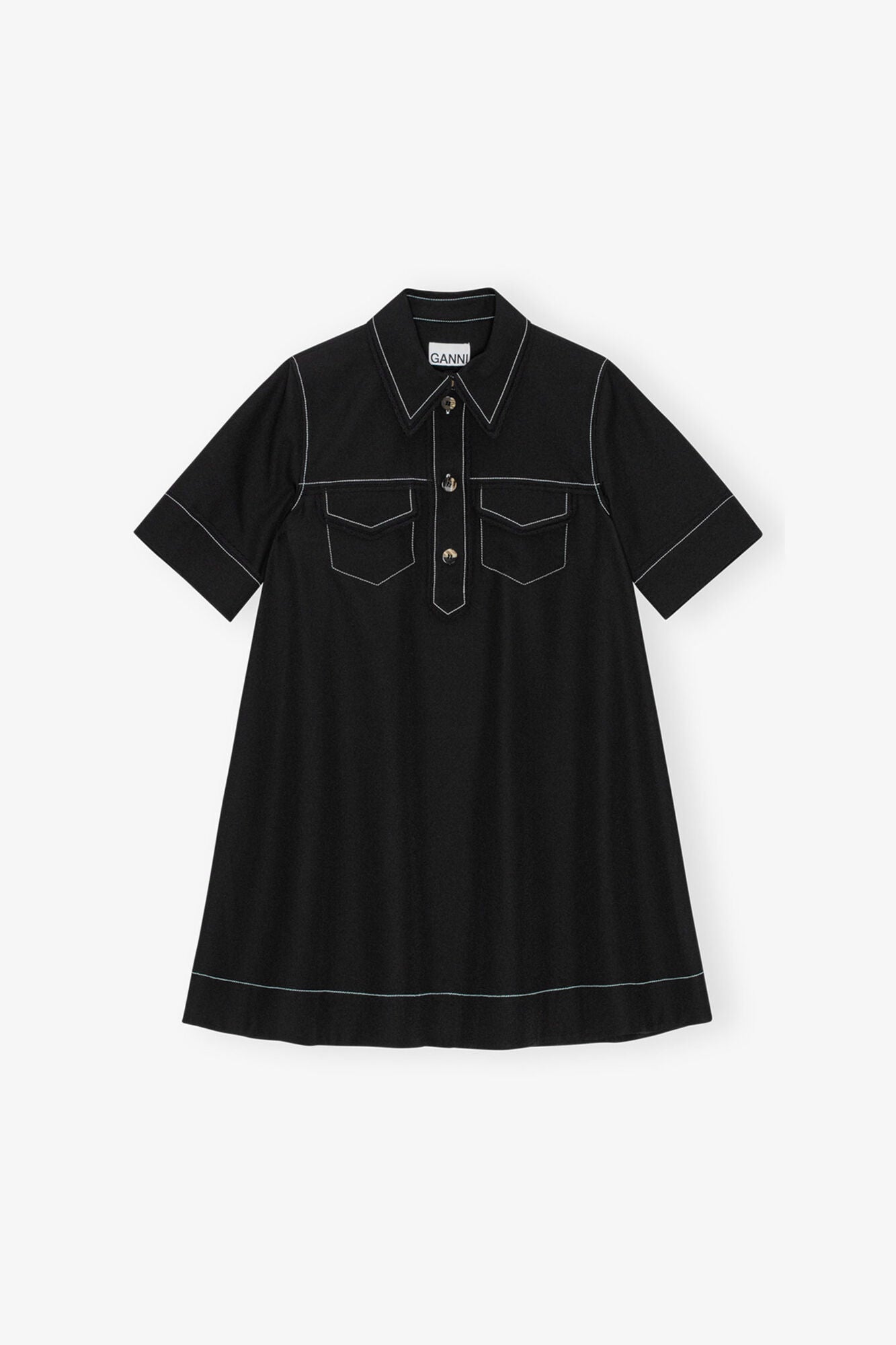 GANNI Online Black Crepe Mini Dress