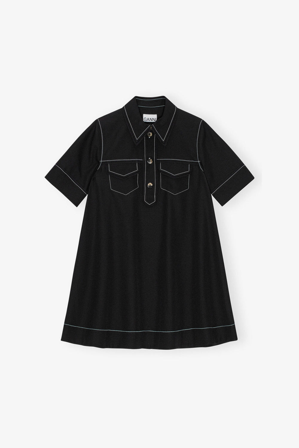 GANNI Online Black Crepe Mini Dress