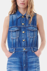 GANNI Sale Blue Denim Long Dress