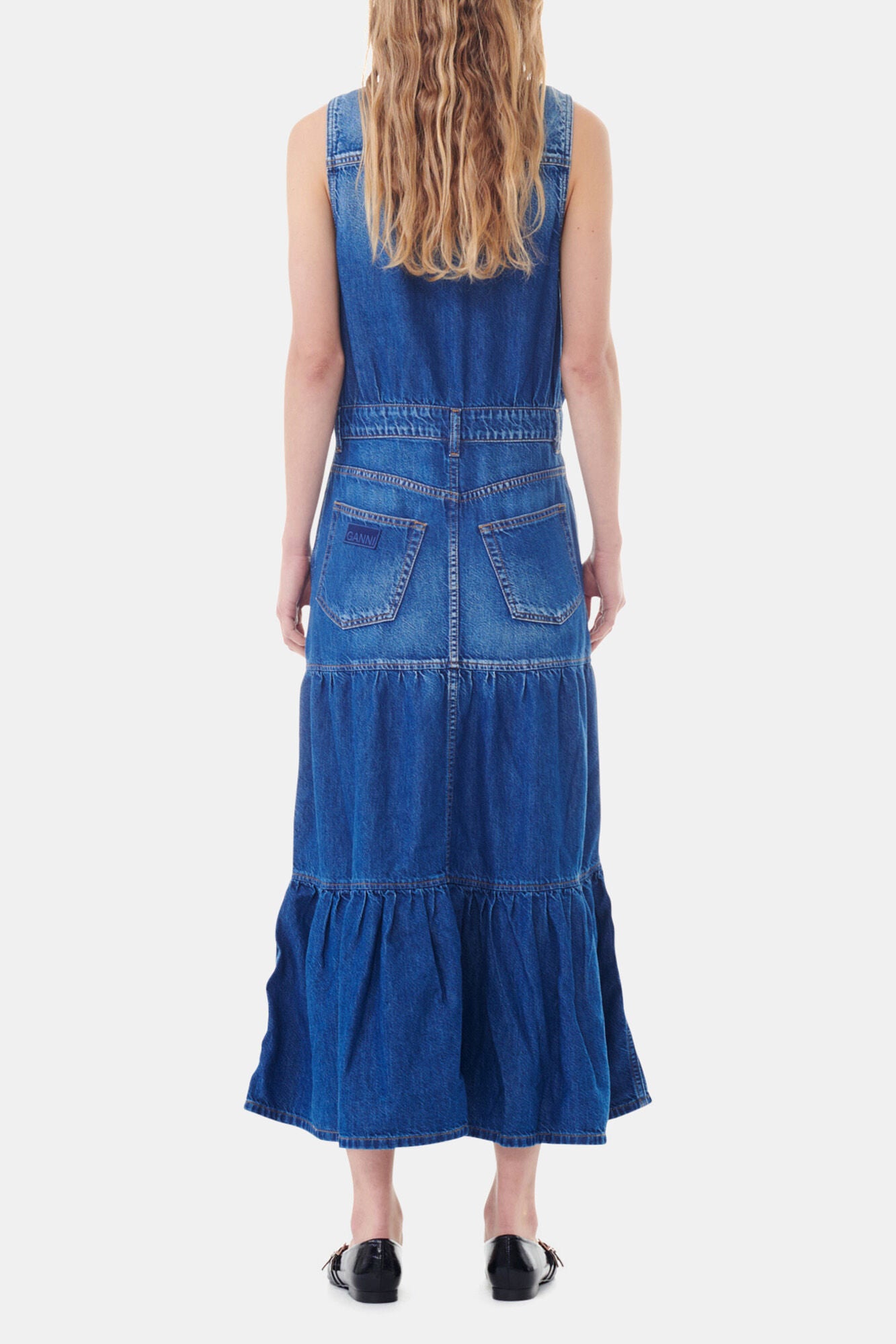 GANNI Sale Blue Denim Long Dress