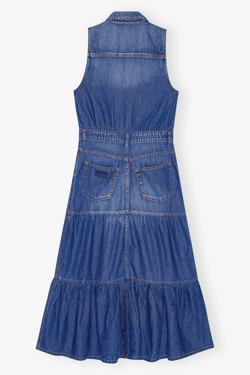 GANNI Sale Blue Denim Long Dress