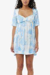 GANNI Discount Printed Satin Short Sleeve Mini Dress