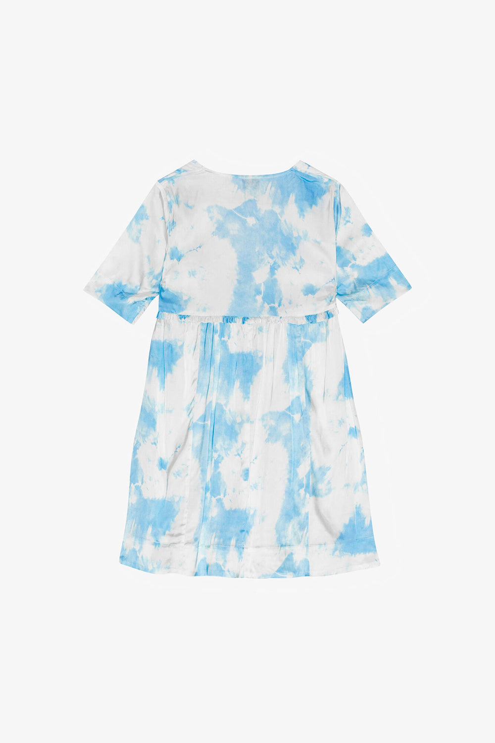 GANNI Discount Printed Satin Short Sleeve Mini Dress