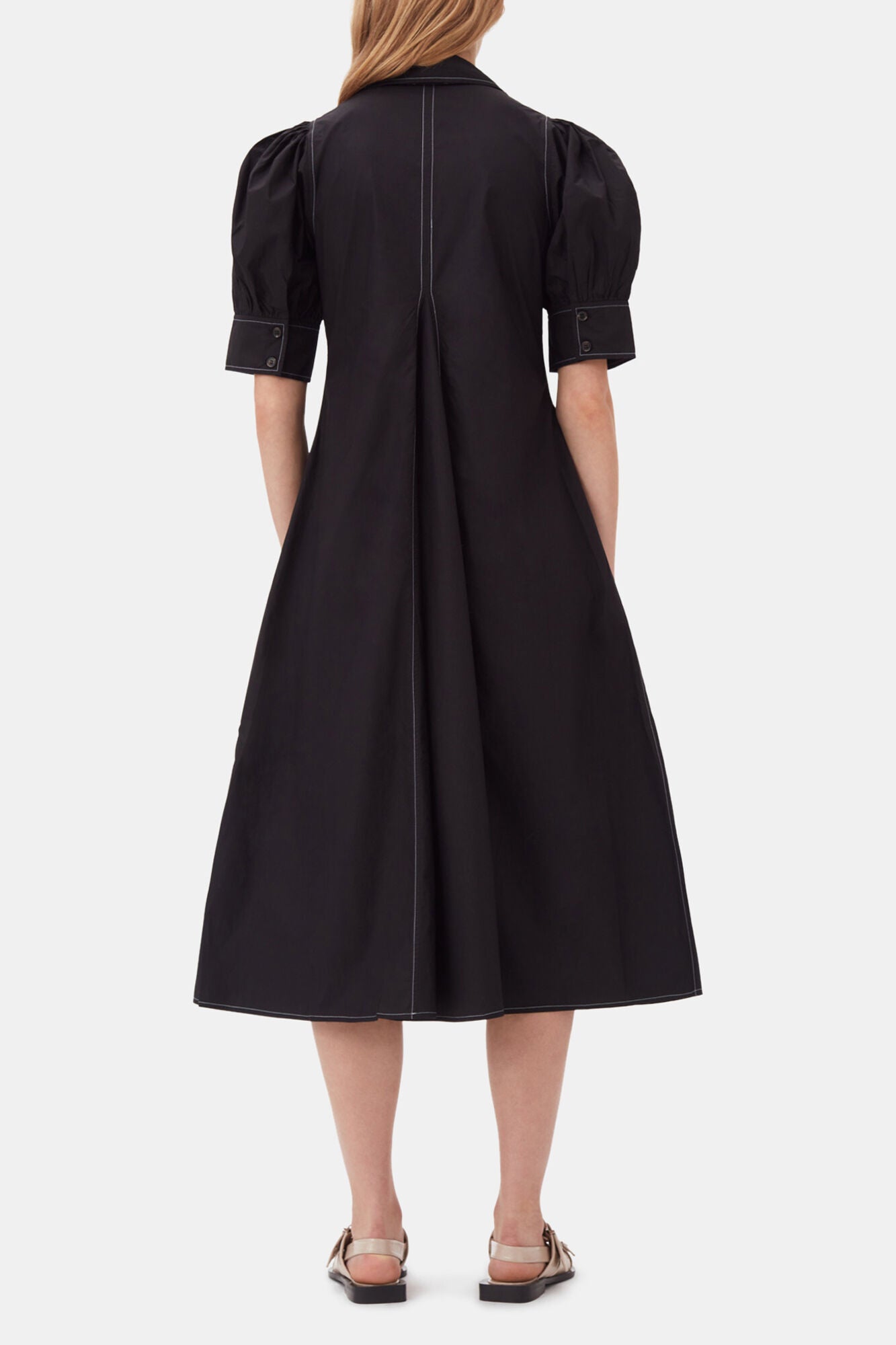 GANNI Hot Sale Cotton Poplin V-Neck Midi Dress
