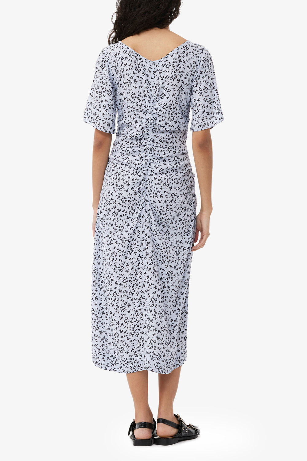 GANNI Online Printed Crepe U-neck Midi Dress