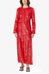 GANNI Discount Red Sequins Maxi Dress