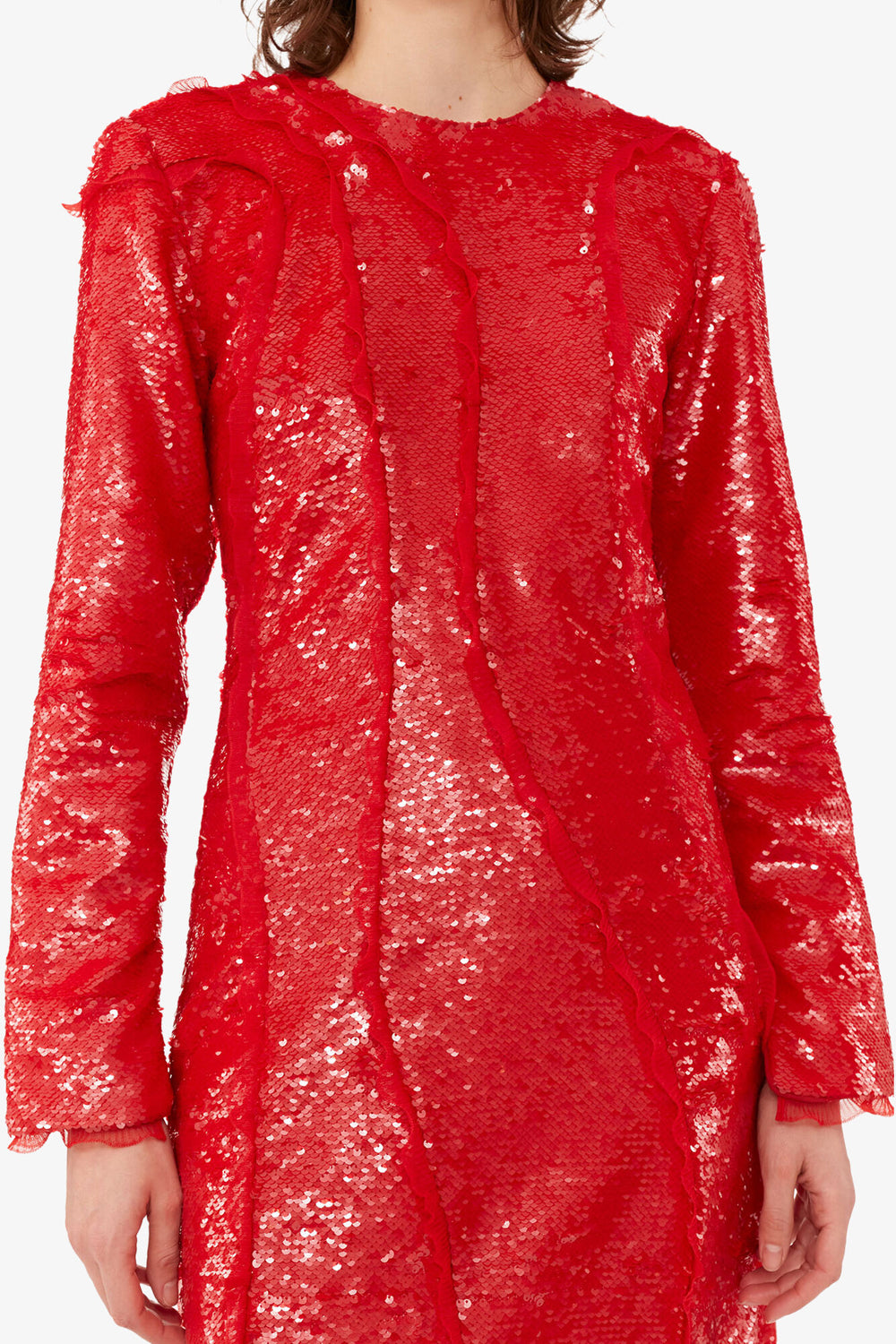 GANNI Discount Red Sequins Maxi Dress