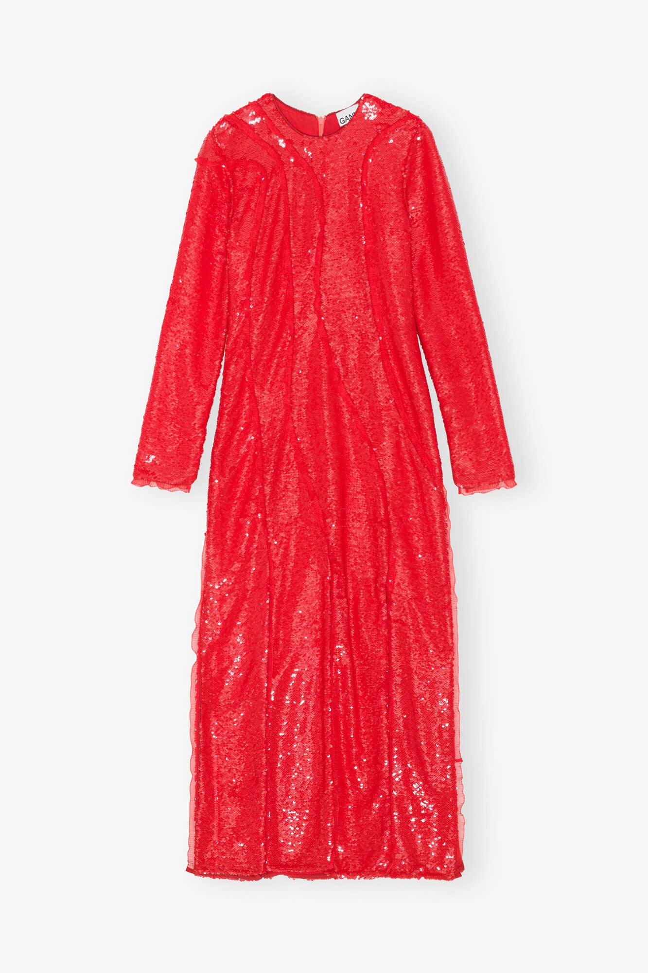 GANNI Discount Red Sequins Maxi Dress
