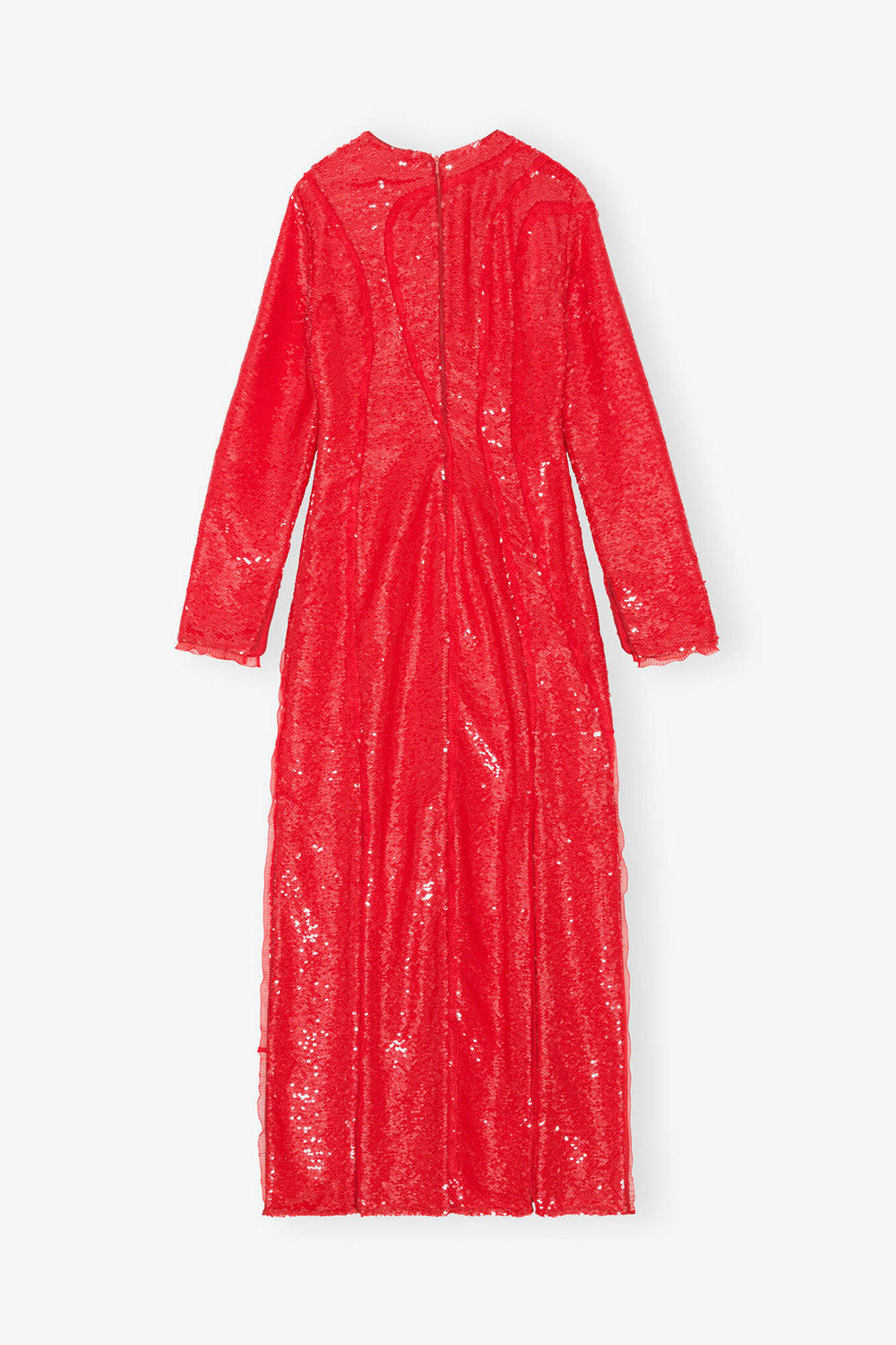 GANNI Discount Red Sequins Maxi Dress