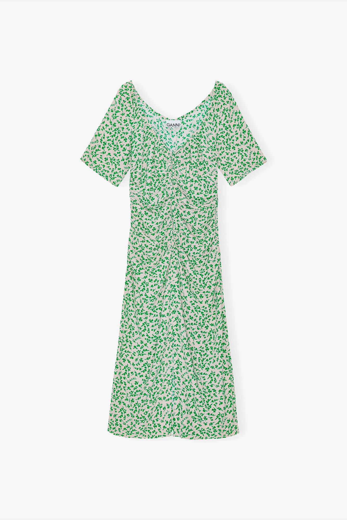 GANNI On Sale Printed Crepe U-neck Midi Dress
