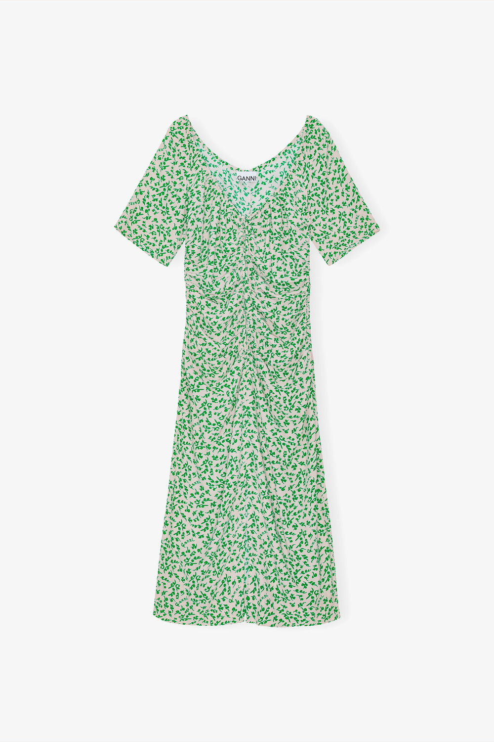 GANNI On Sale Printed Crepe U-neck Midi Dress