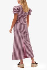 GANNI New Striped Cotton Cutout Dress