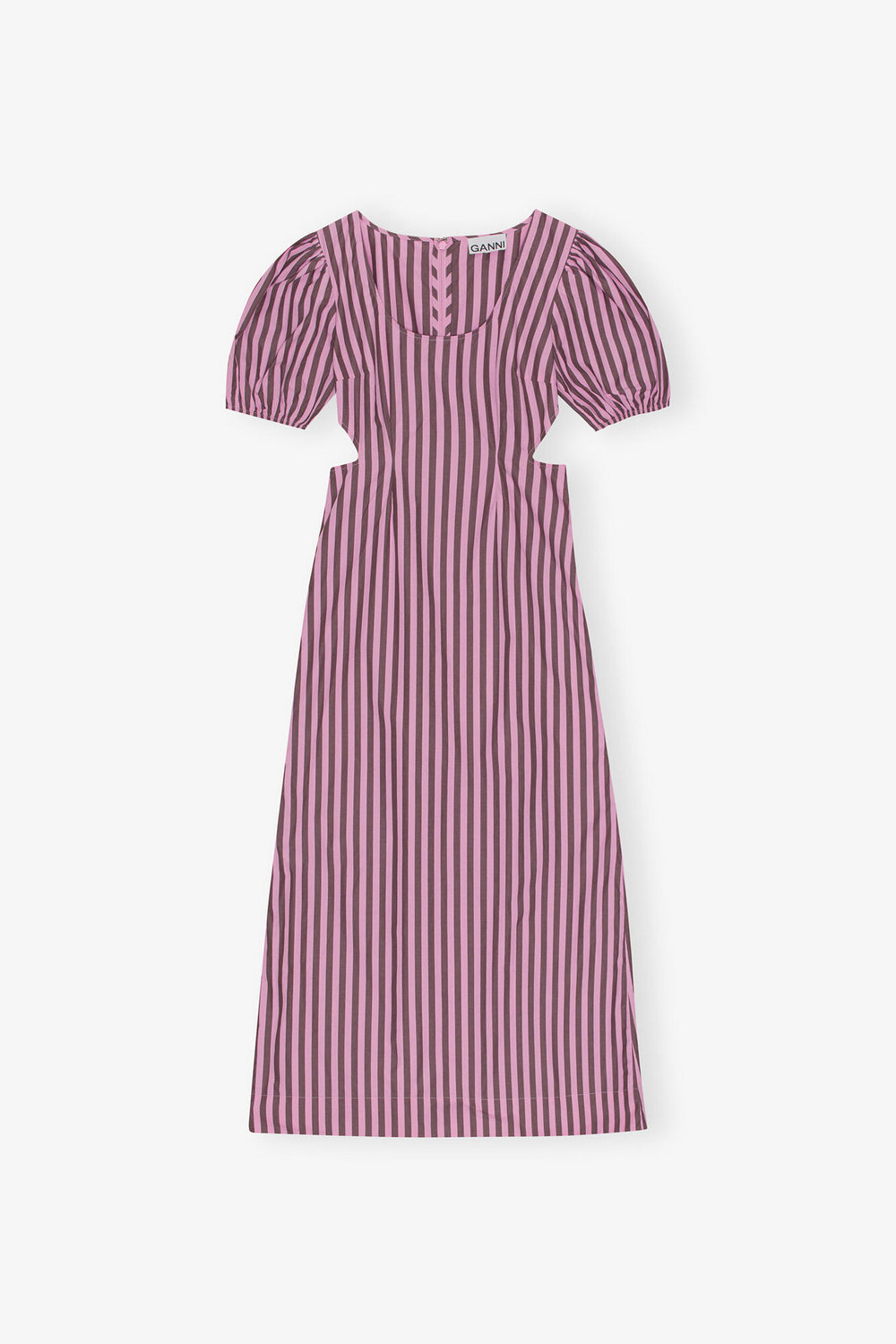 GANNI New Striped Cotton Cutout Dress