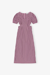 GANNI New Striped Cotton Cutout Dress