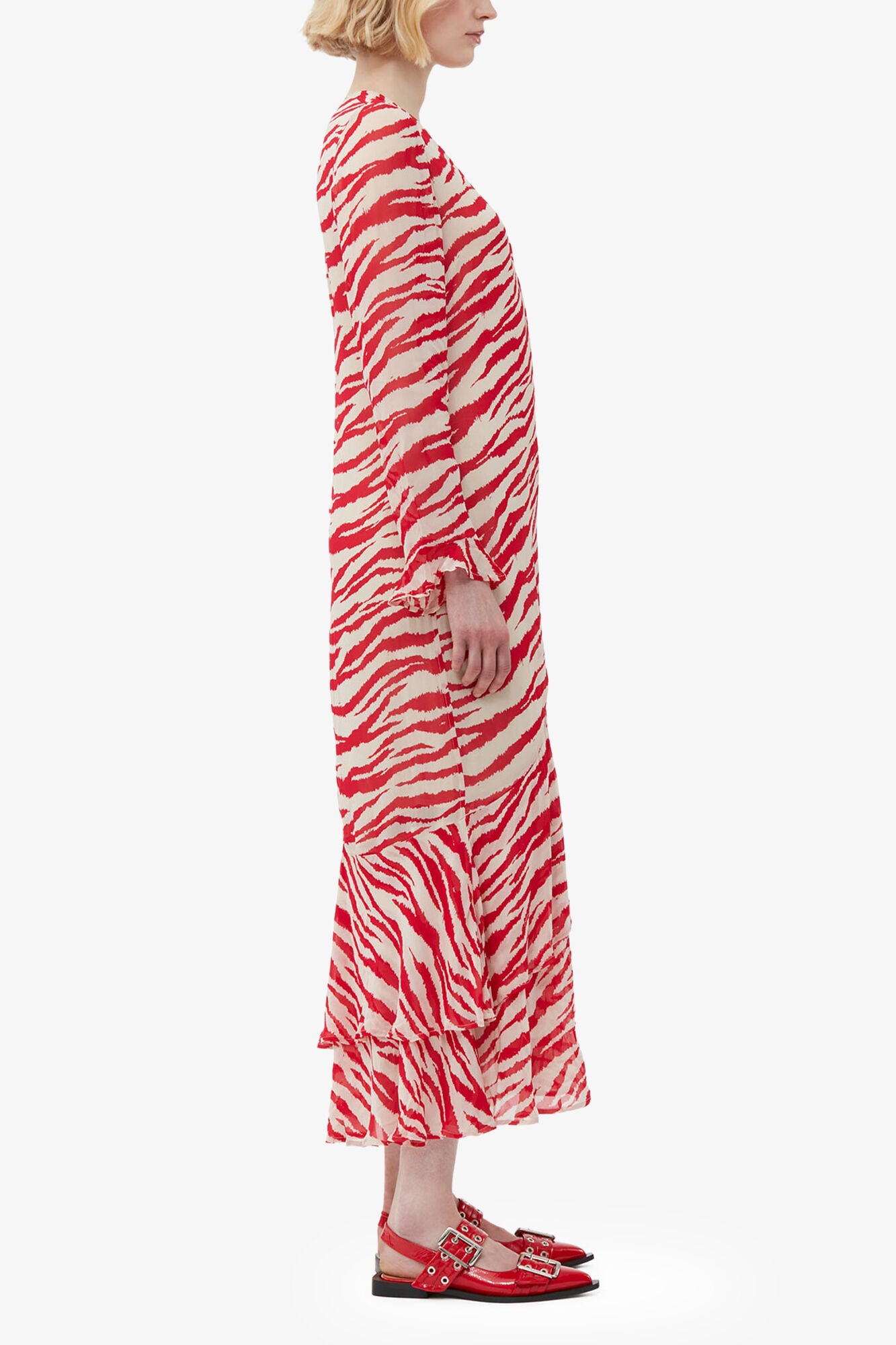 GANNI Online Printed Light Georgette Maxi Dress