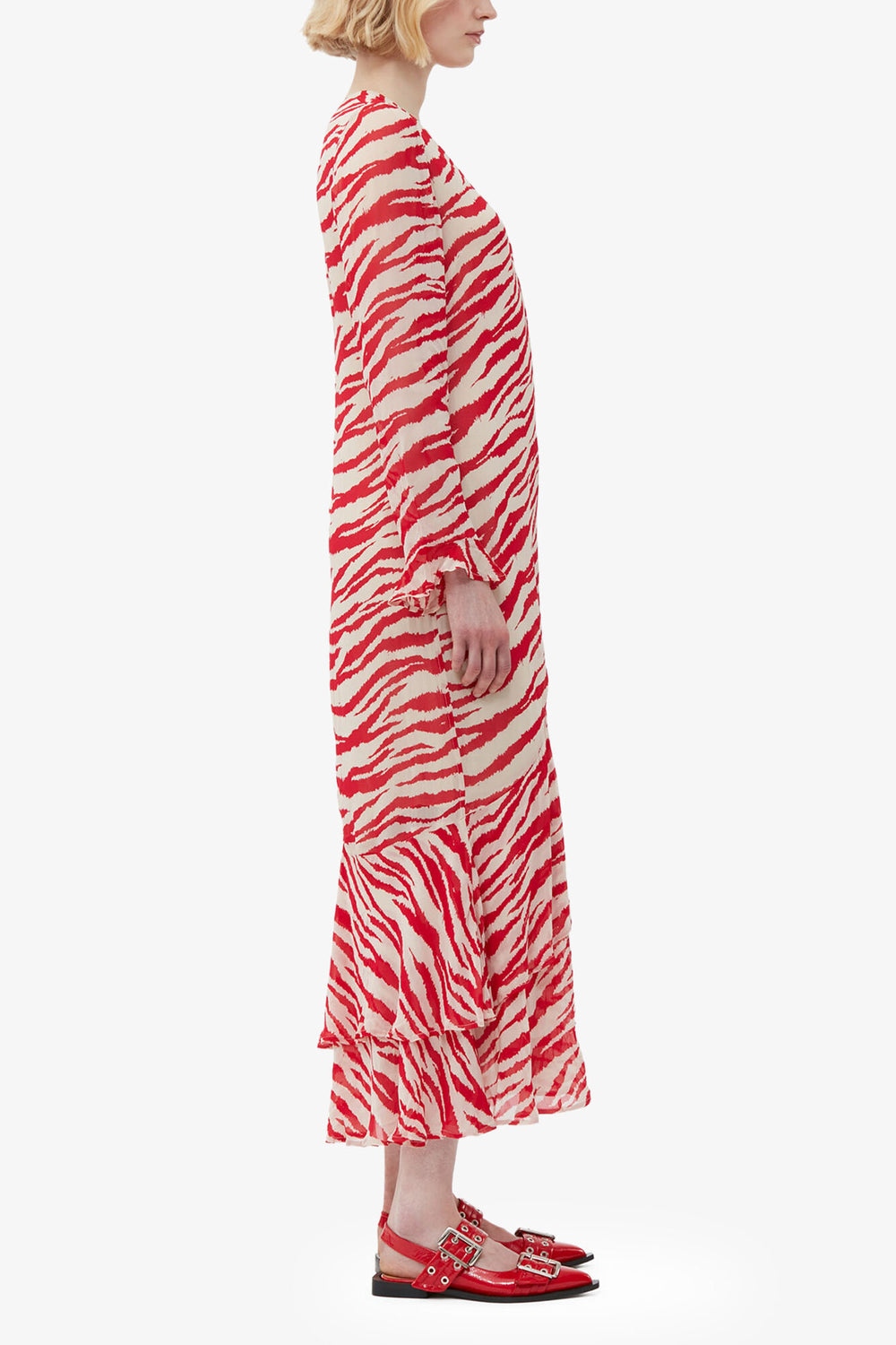 GANNI Online Printed Light Georgette Maxi Dress