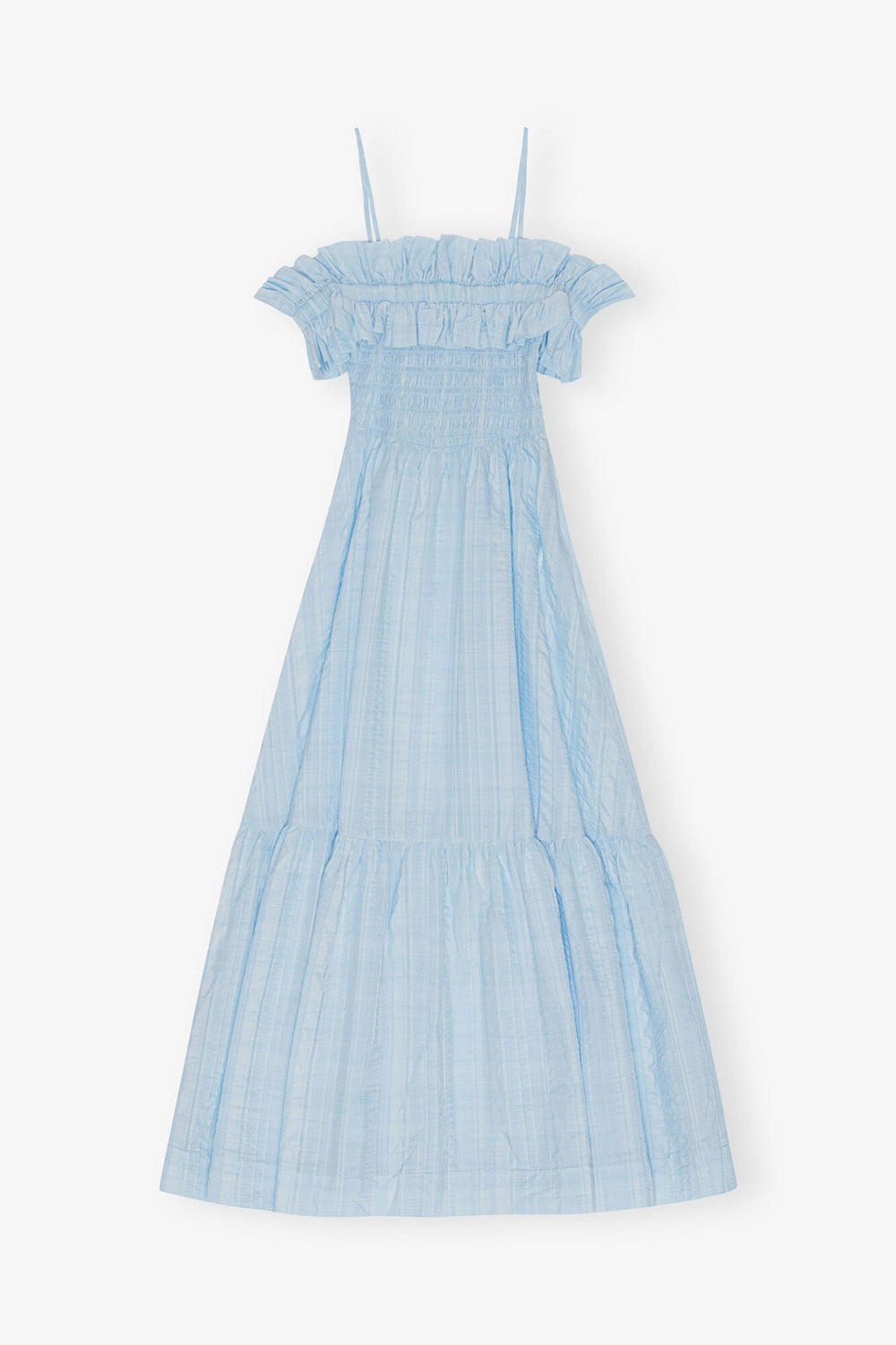 GANNI Sale Seersucker Check Smock Maxi Dress