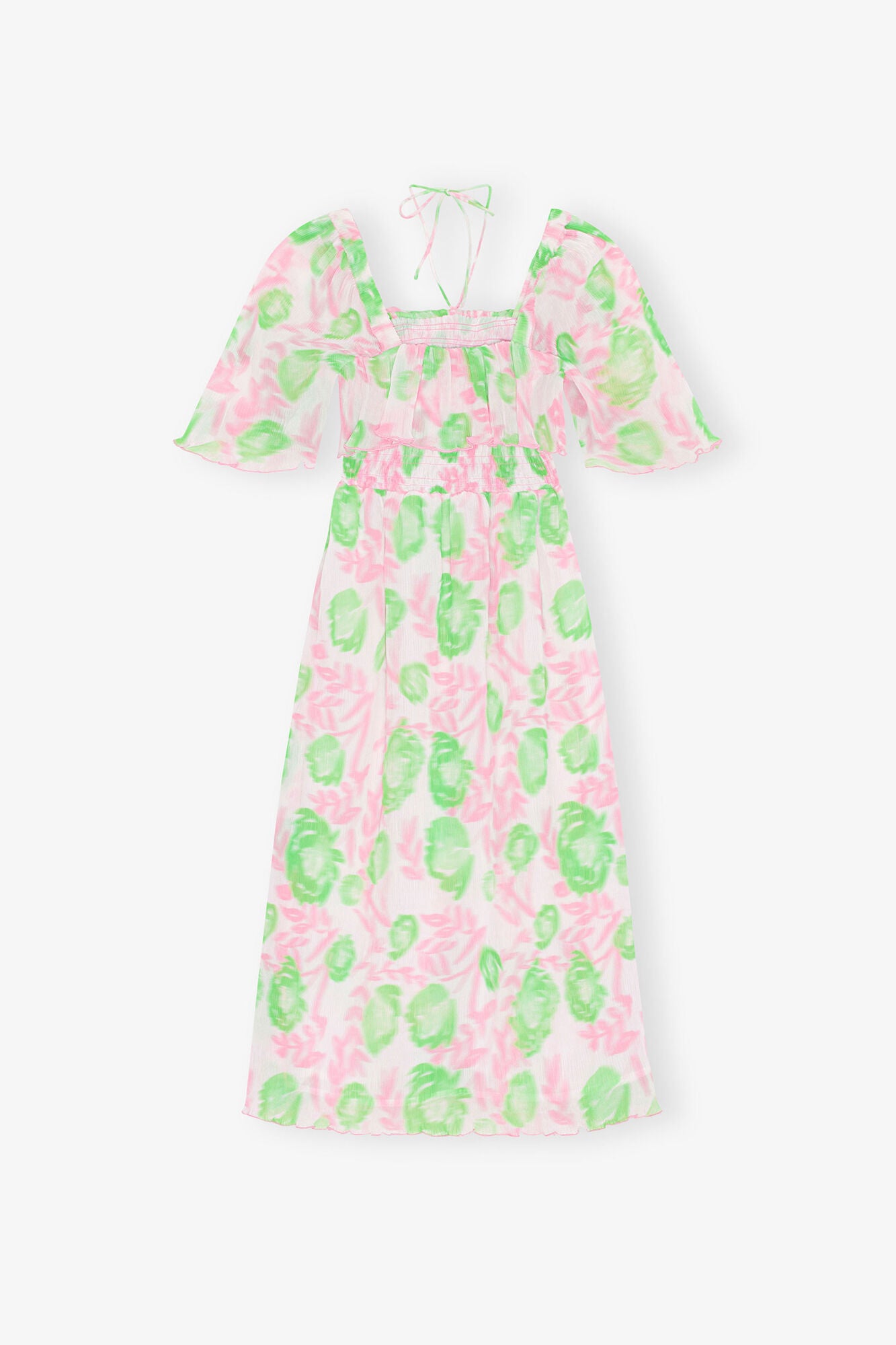 GANNI Discount Pleated Georgette Midi Smock Dress