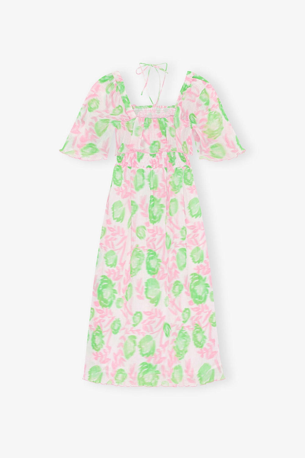 GANNI Discount Pleated Georgette Midi Smock Dress
