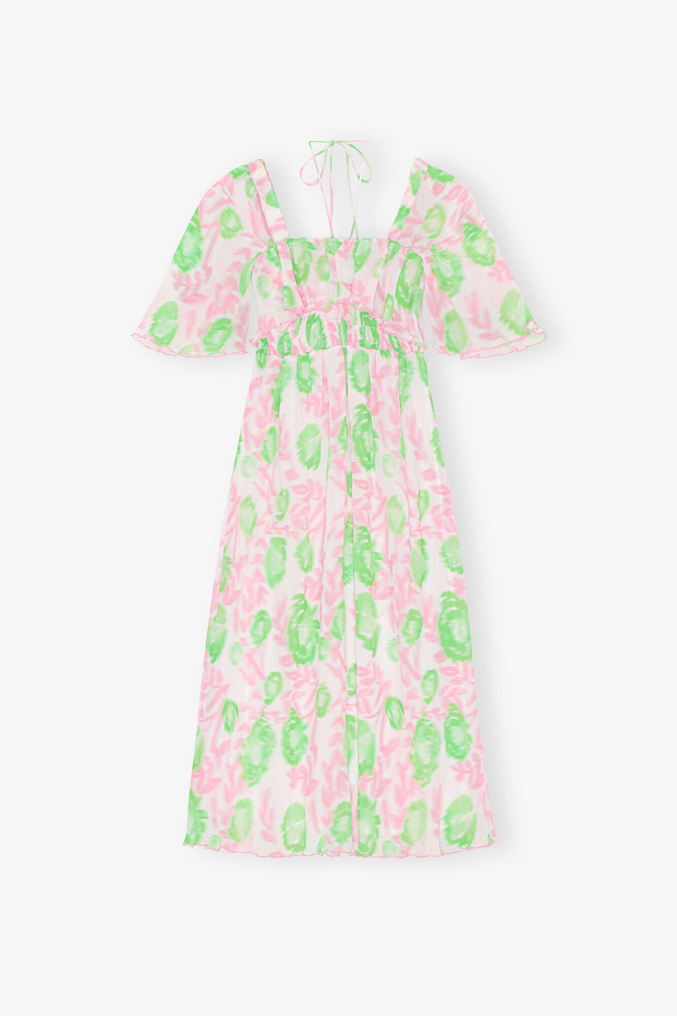 GANNI Discount Pleated Georgette Midi Smock Dress