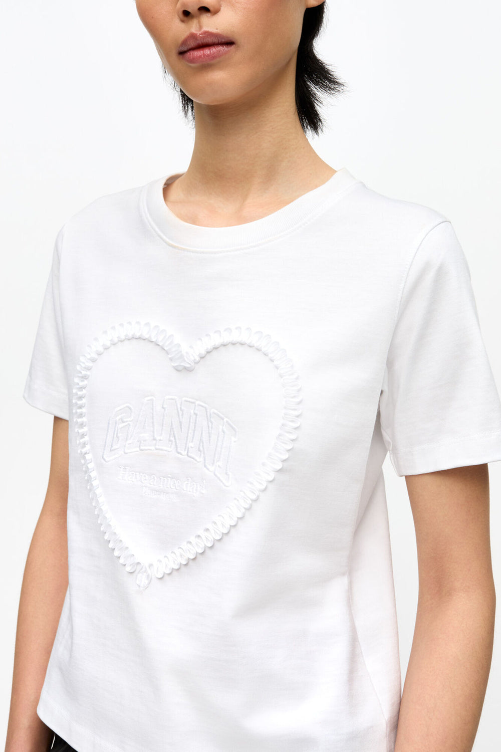 GANNI us White Cropped Heart T-shirt
