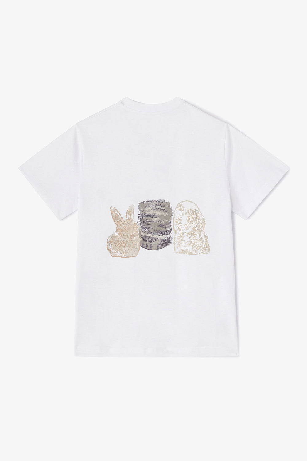 GANNI Online White Animals Print T-shirt