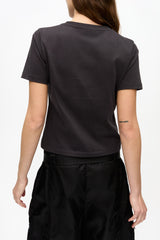 GANNI Discount Black Cropped Heart T-shirt