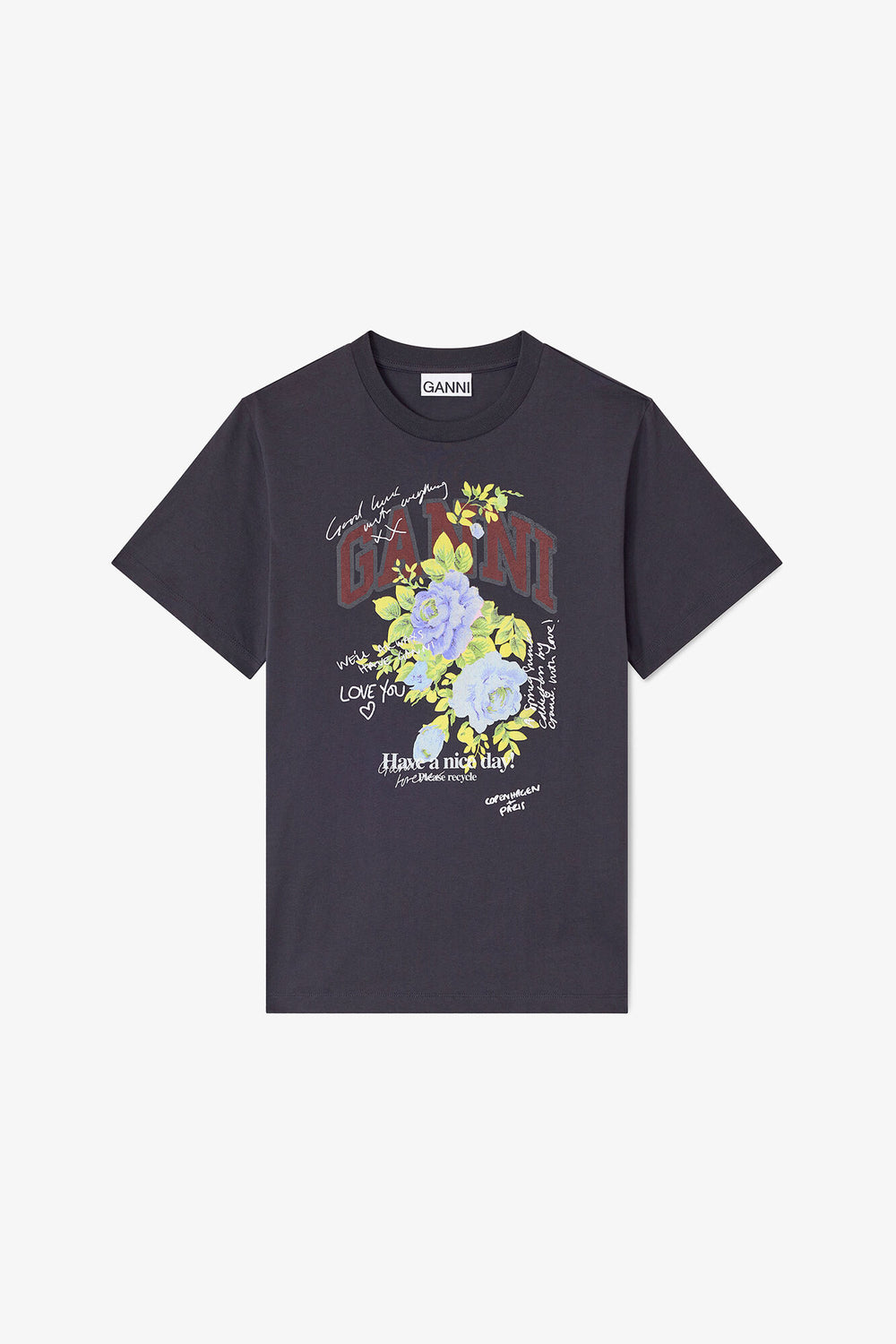 GANNI Sale Black Rose T-shirt