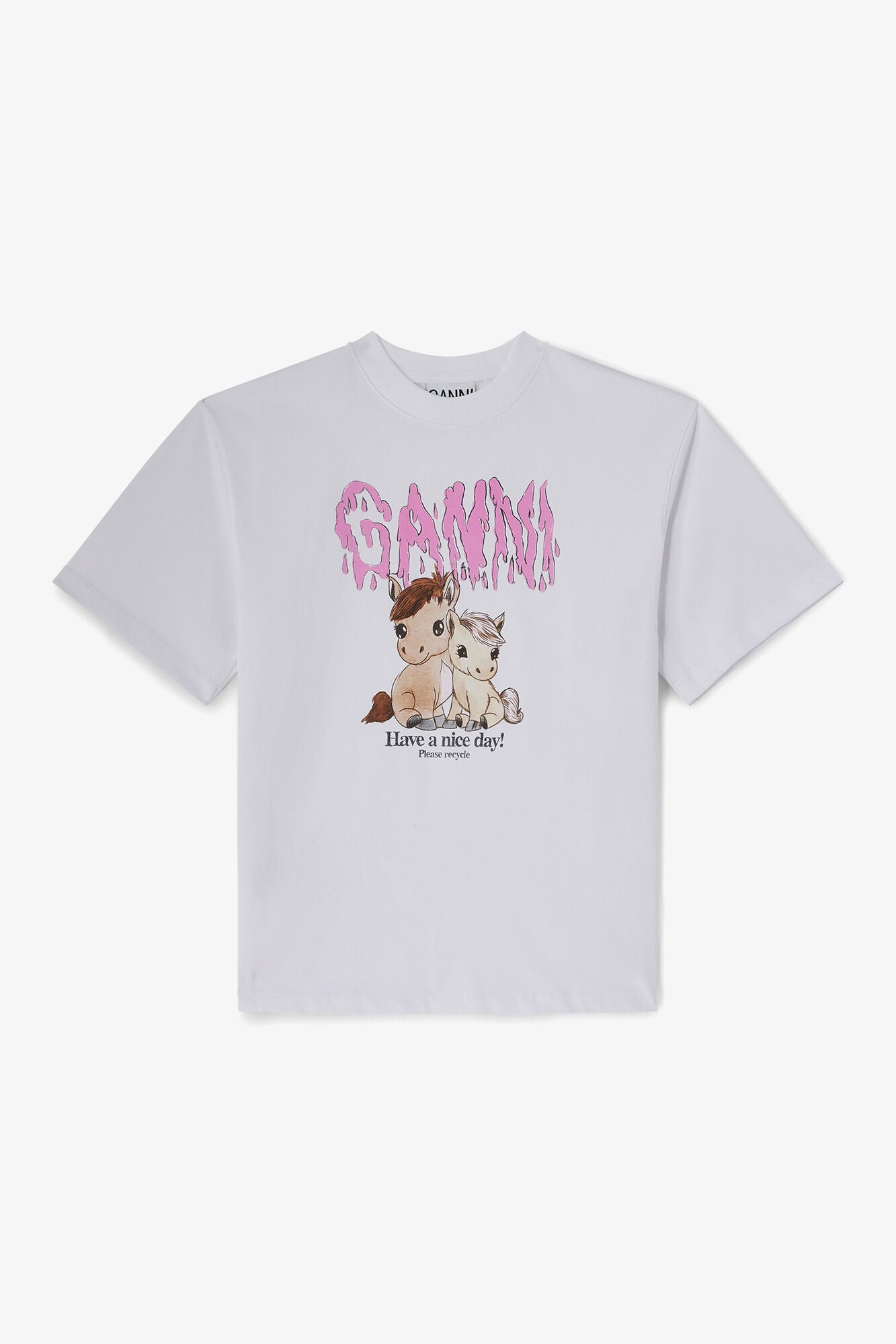 GANNI Discount Graphic Cotton T-shirt