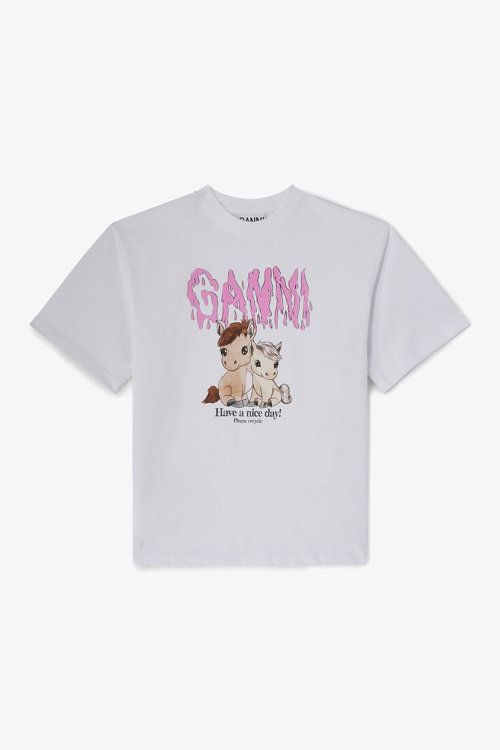 GANNI Discount Graphic Cotton T-shirt