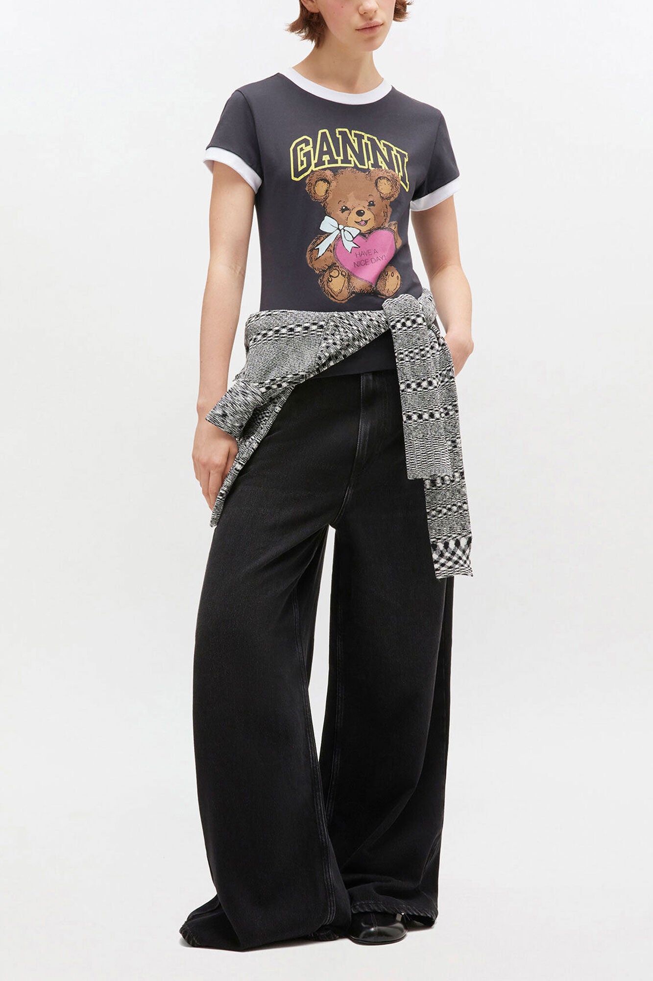 GANNI For Sale Black Cropped Teddy T-shirt