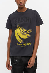 GANNI Outlet Black Banana Graphic T-shirt