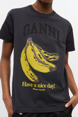 GANNI Outlet Black Banana Graphic T-shirt