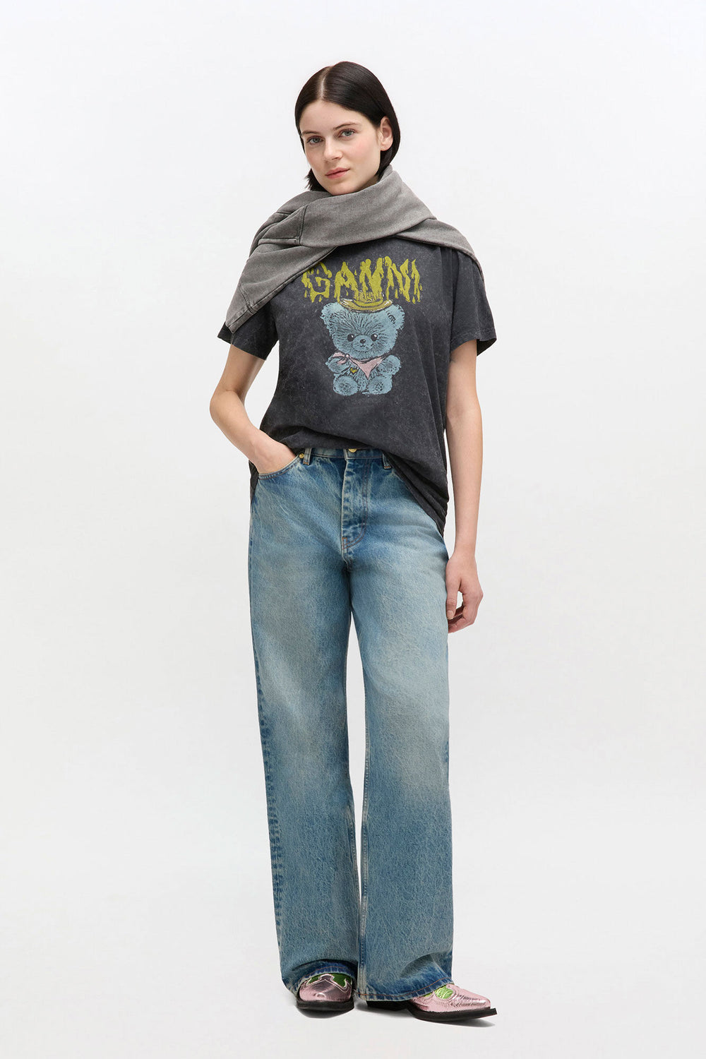 GANNI Hot Sale Vintage Wash T-shirt