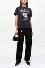 GANNI New Black Basic Cotton Witch Relaxed T-shirt