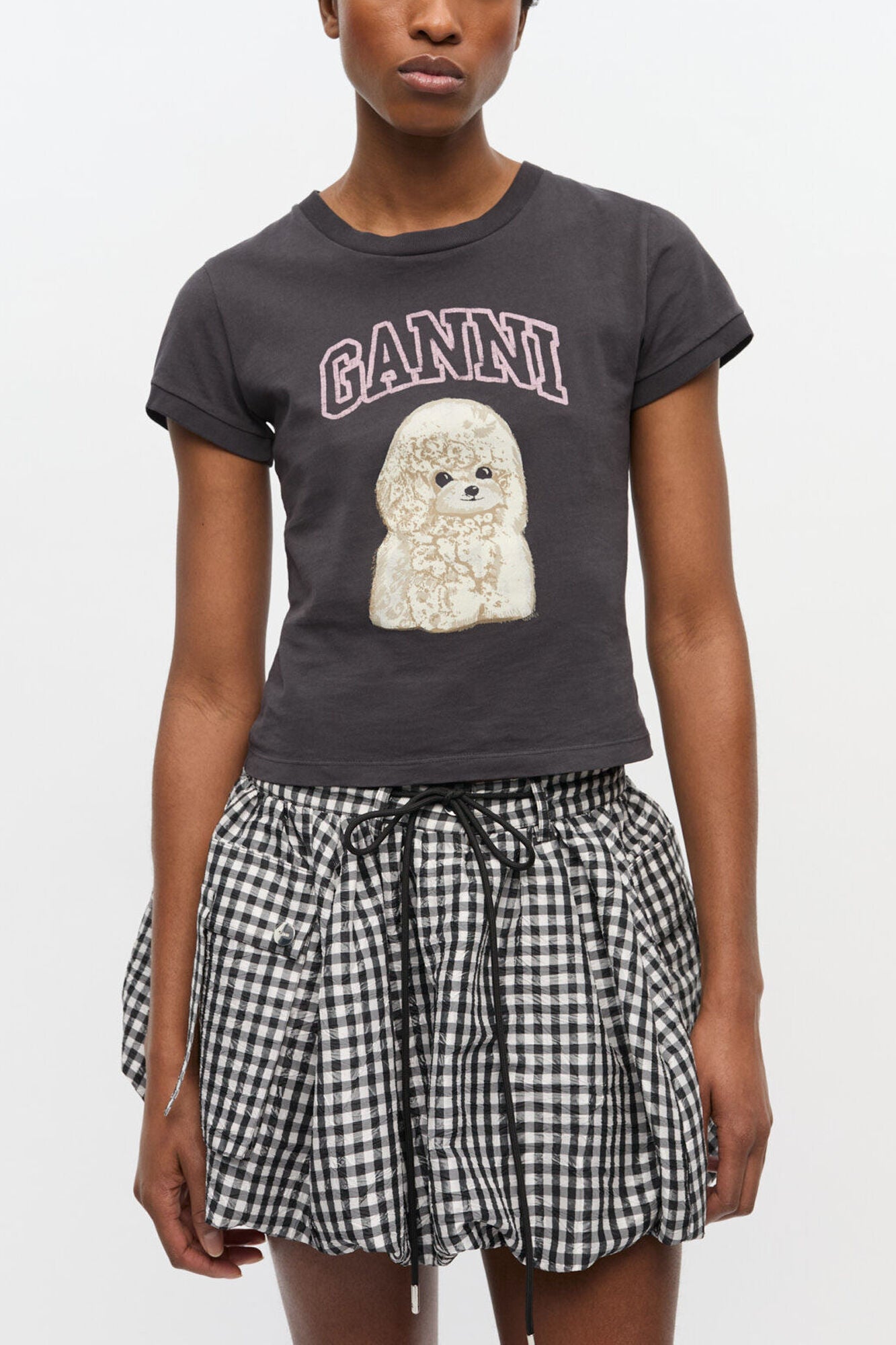 GANNI Online Black Poodle Baby Fit T-shirt