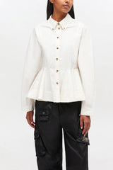 GANNI For Sale Ivory Peplum Shirt