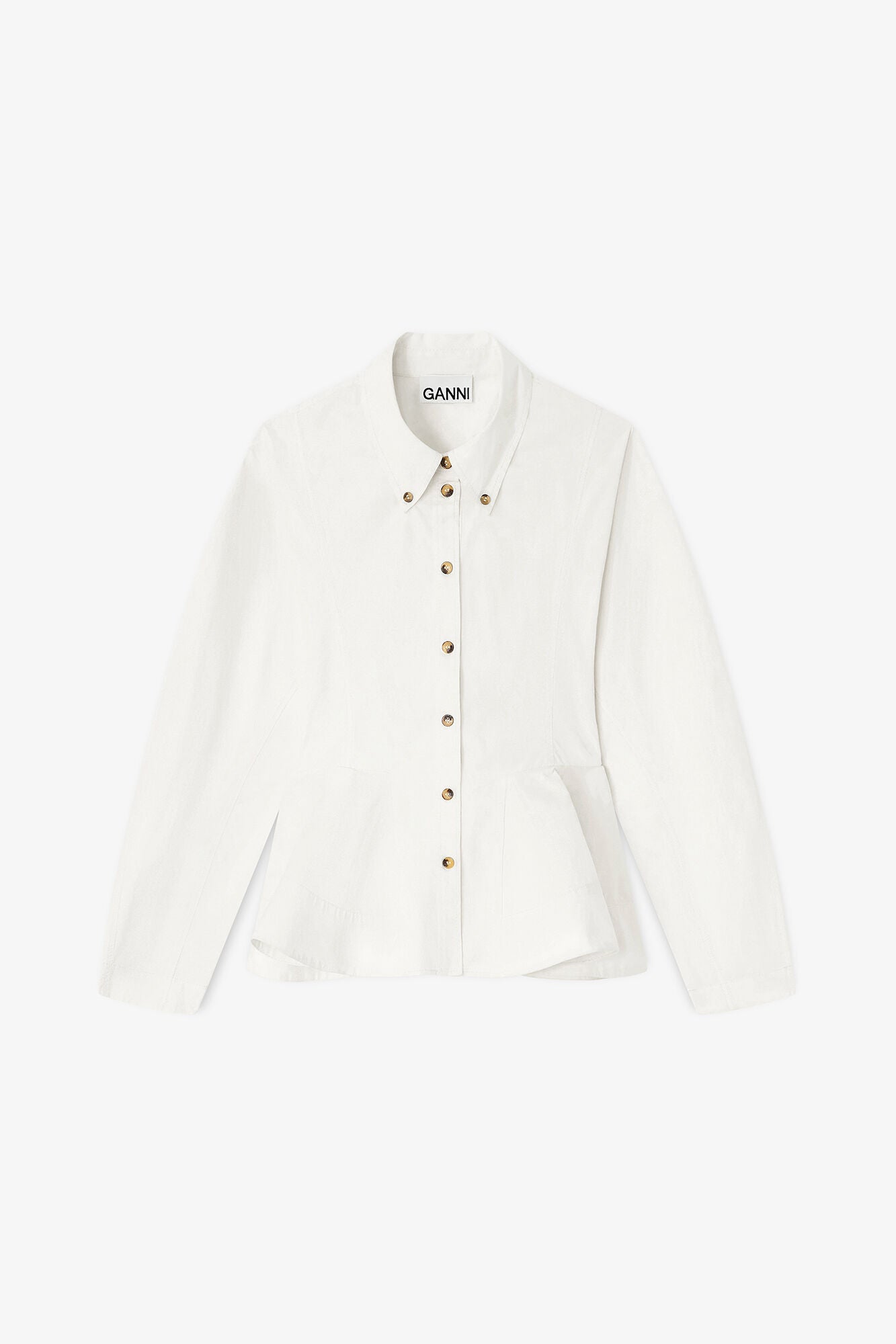 GANNI For Sale Ivory Peplum Shirt