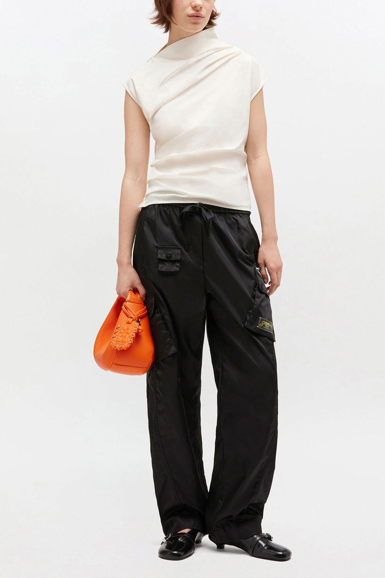 GANNI New Ivory Ruched Top