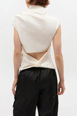 GANNI New Ivory Ruched Top