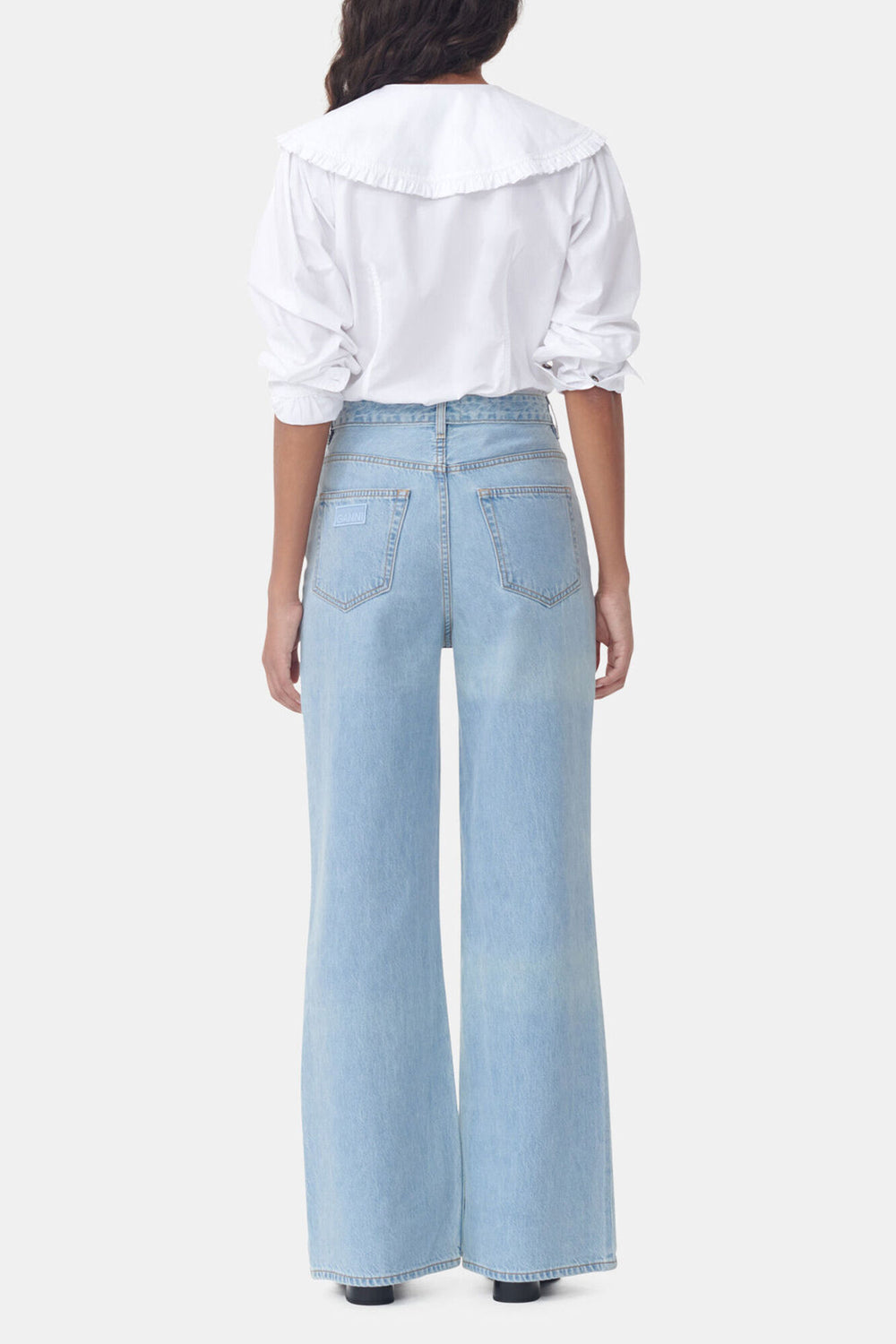 GANNI On Sale White Frill Collar Poplin Shirt