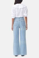 GANNI On Sale White Frill Collar Poplin Shirt