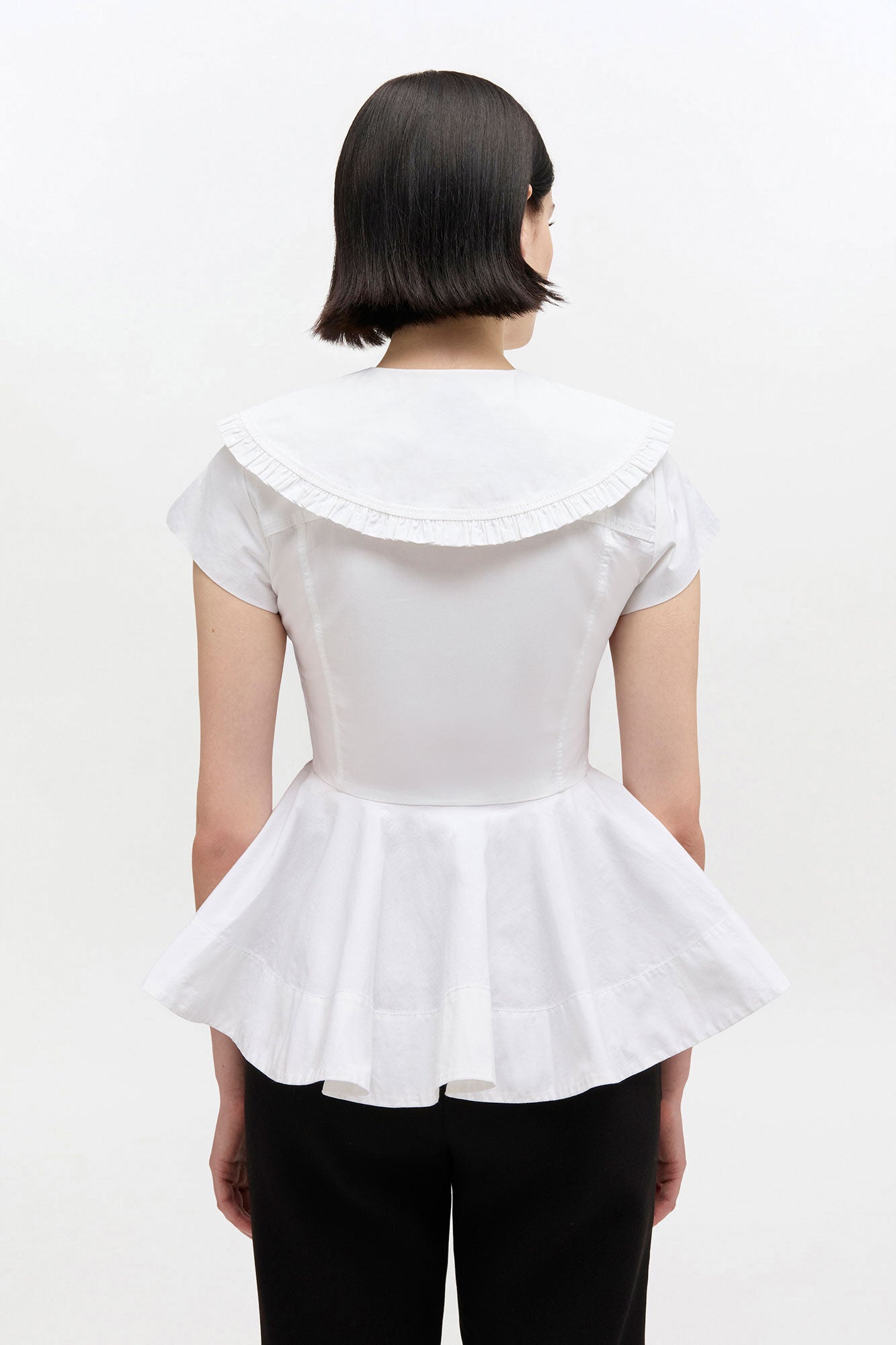 GANNI Outlet Short Cotton Ruffle Shirt