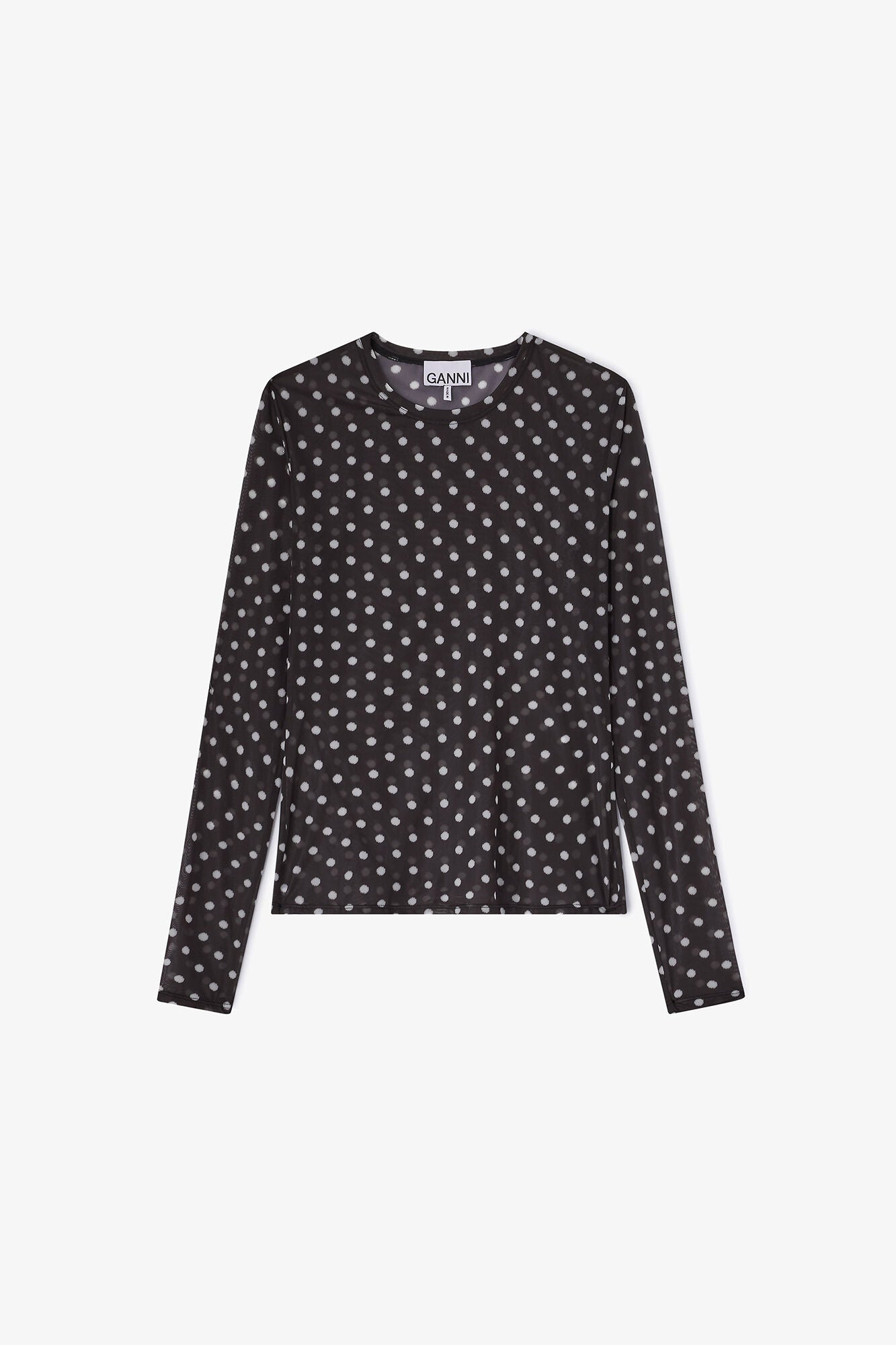 GANNI New Printed Sheer Long-sleeve Top