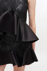 GANNI Online Satin Cloque Peplum Top