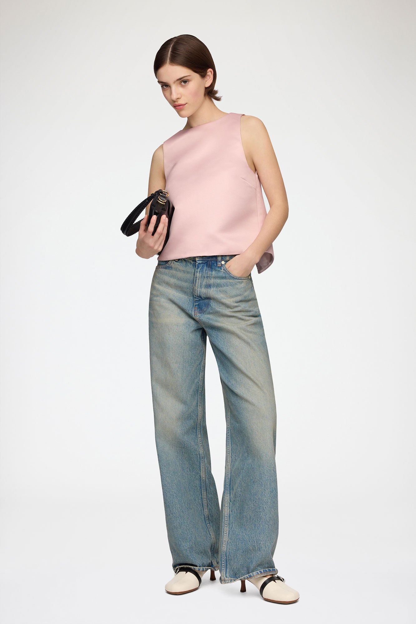 GANNI Sale Top in Pink Satin