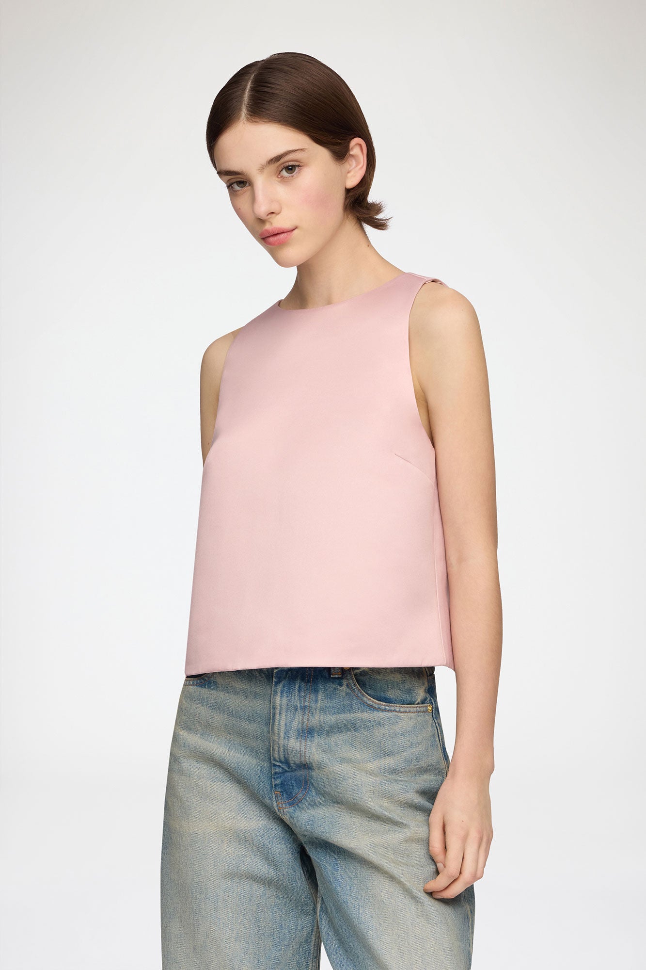 GANNI Sale Top in Pink Satin