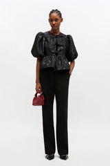 GANNI Discount Satin Peplum Tie Blouse